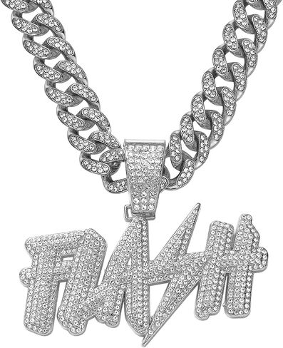 Miami Cuban chain Men & Women's 13MM Cuban Link Chain Necklace - Sterling Silver Gold Plated Cubic Zirconia Iced Out Hip Hop Jewelry in Saudi Arabia