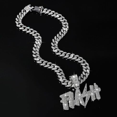 Miami Cuban chain Men & Women's 13MM Cuban Link Chain Necklace - Sterling Silver Gold Plated Cubic Zirconia Iced Out Hip Hop Jewelry in Saudi Arabia