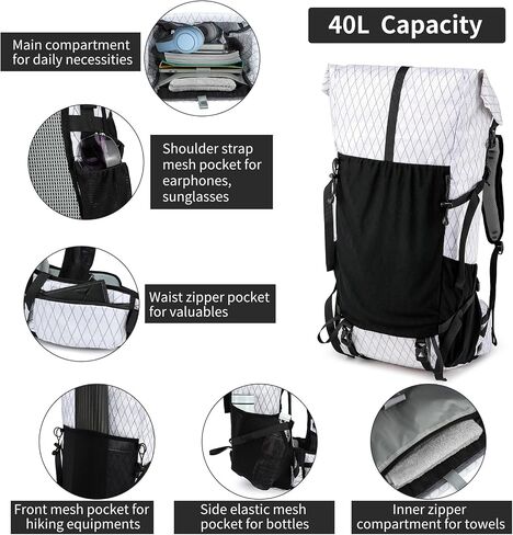 Hiking Backpack,40L to 50L Extra Large Capacity Hiking Bag, Internal Frame Camping Backpack, Upgraded X-PAC Lightweight Sport Daypack Travel Backpack Fit For Mountain Climbing Camping(Blue) in Kuwait