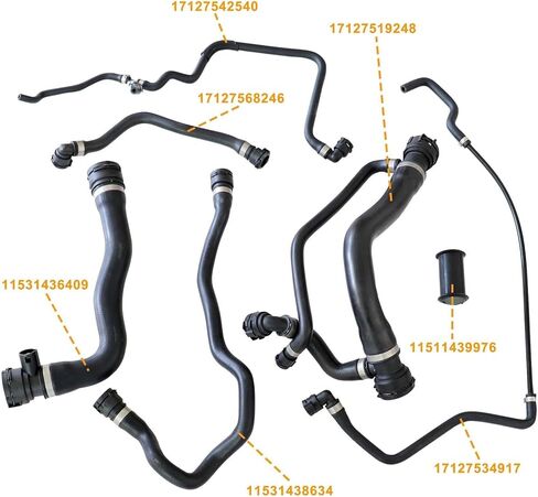FZJDSD Radiator Coolant Water Hose Pipe Kit (7 Hoses) Compatible with BMW 550i 650i 2006 2007 2008 2009 2010 Replace 17127542540 11531436409 17127519248 17127534917 17127568246 11531438634 11511439976 in Saudi Arabia