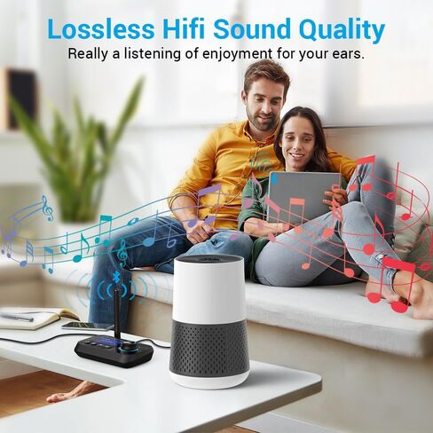 Bluetooth 5.3 Transmitter Receiver for 2 Headphones 3-in-1 Audio Adapter with Bypass Low Latency LCD Display ON/OFF Switch Volume Control Optical AUX RCA for Headphone Speaker TV Home Stereo in Saudi Arabia
