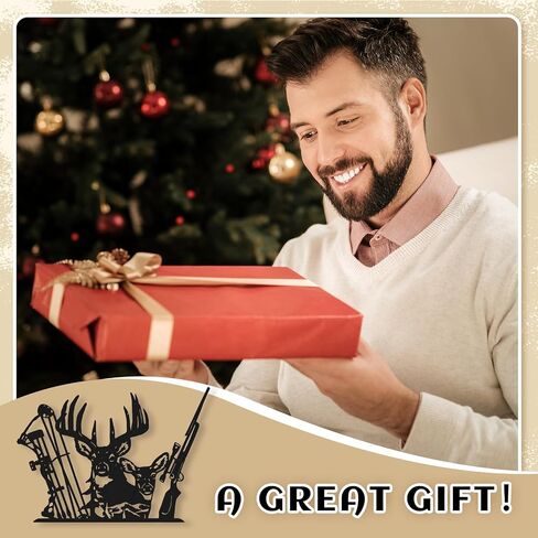 TANDEFIO DEER HUNTER METAL SIGN Cabin Wall Root Room Doce and Rifle Deer Wall Hanging Decoration Hunter Gift Cabin Divel Diad Dice Decore (Black) in Saudi Arabia