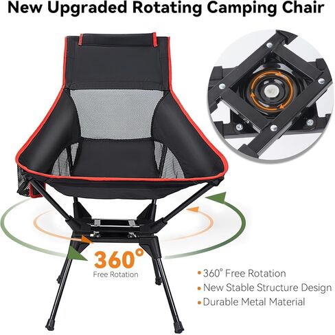 Upgraded 360° Swivel Camping Chair for Adults, Portable Folding Chair with Cup Holder, Lightweight Compact Backpack Outdoor Chair for Travel, Fishing, Hiking, and Beach in Kuwait