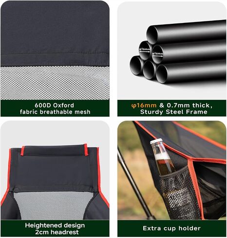 Upgraded 360° Swivel Camping Chair for Adults, Portable Folding Chair with Cup Holder, Lightweight Compact Backpack Outdoor Chair for Travel, Fishing, Hiking, and Beach in Kuwait