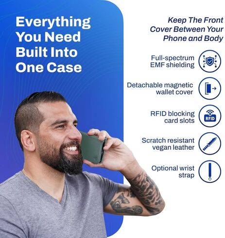 حاصرات علبة الهاتف EMF DefenderShield متوافقة مع iPhone 16 Pro - حالة الهاتف الخليوي المضاد للإشعاع الكامل لخفض الإشارات اللاسلكية وانبعاثات البطارية - مانع EMF iPhone (أسود) in Kuwait