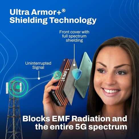حاصرات علبة الهاتف EMF DefenderShield متوافقة مع iPhone 16 Pro - حالة الهاتف الخليوي المضاد للإشعاع الكامل لخفض الإشارات اللاسلكية وانبعاثات البطارية - مانع EMF iPhone (أسود) in Kuwait