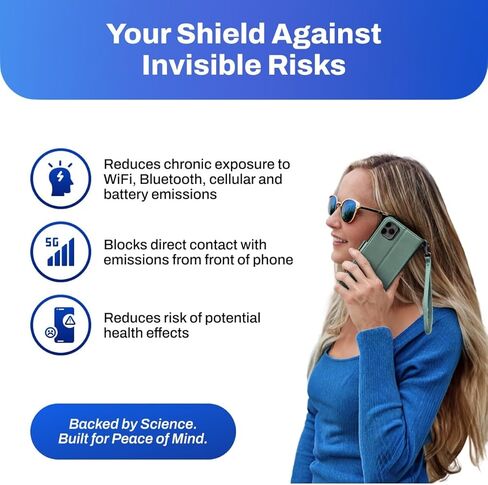 حاصرات علبة الهاتف EMF DefenderShield متوافقة مع iPhone 16 Pro - حالة الهاتف الخليوي المضاد للإشعاع الكامل لخفض الإشارات اللاسلكية وانبعاثات البطارية - مانع EMF iPhone (أسود) in Kuwait