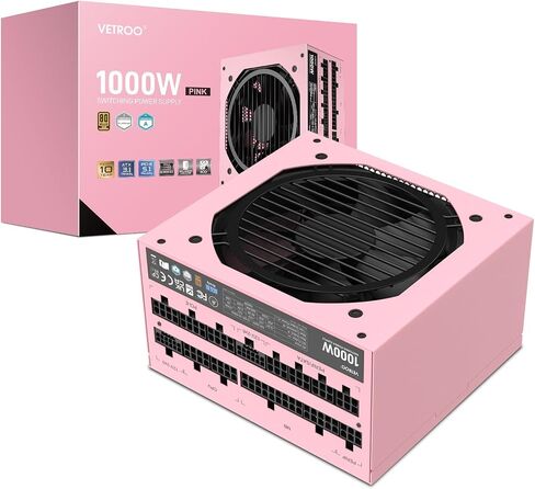 Vetroo 850W Power Supply Dual PCIe 5.1 ATX 3.1 Ready, 80 Plus Gold Full Modular, Quiet Operation with 120mm FDB Fan, 10-Year Warranty - Black in Saudi Arabia