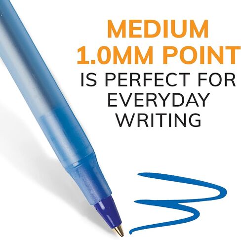 BIC Round STIC XTRA LIFE POINS Black Points ، Medium Point (1.0 مم) ، حزمة من 10 أعداد من الأقلام السائبة ، برميل مستدير مرن لكتابة الراحة ، رقم 1 بيع أقلام نقطة البيع in Saudi Arabia