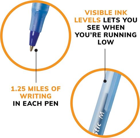 BIC Round STIC XTRA LIFE POINS Black Points ، Medium Point (1.0 مم) ، حزمة من 10 أعداد من الأقلام السائبة ، برميل مستدير مرن لكتابة الراحة ، رقم 1 بيع أقلام نقطة البيع in Saudi Arabia