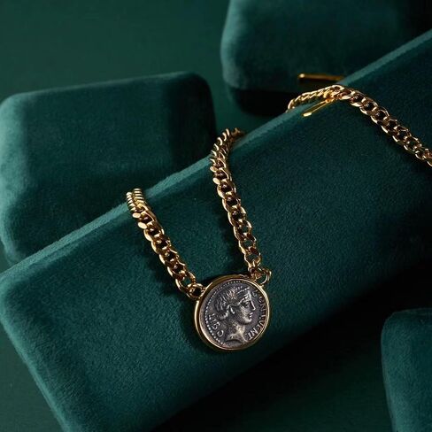 18K Gold Plated Sterling Silver The Goddess Fortuna Coin Pendant Necklace,Jewelry Gift For Women.… in Saudi Arabia
