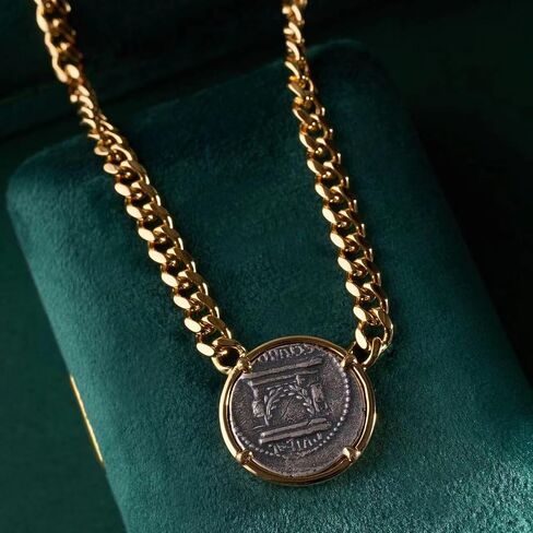 18K Gold Plated Sterling Silver The Goddess Fortuna Coin Pendant Necklace,Jewelry Gift For Women.… in Saudi Arabia