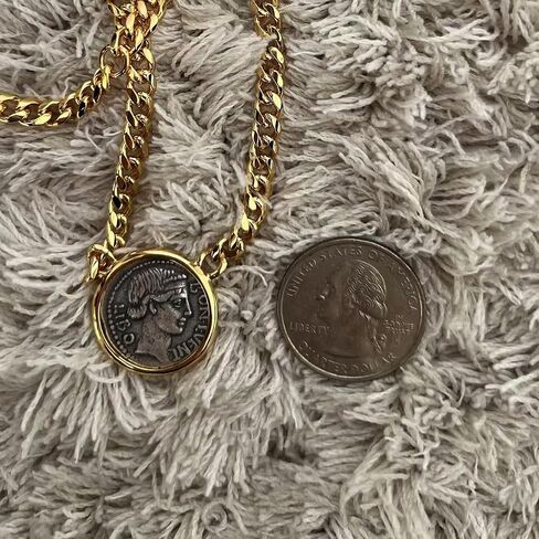 18K Gold Plated Sterling Silver The Goddess Fortuna Coin Pendant Necklace,Jewelry Gift For Women.… in Saudi Arabia