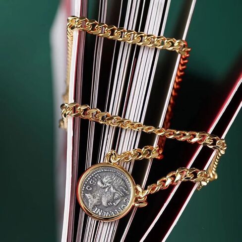 18K Gold Plated Sterling Silver The Goddess Fortuna Coin Pendant Necklace,Jewelry Gift For Women.… in Saudi Arabia