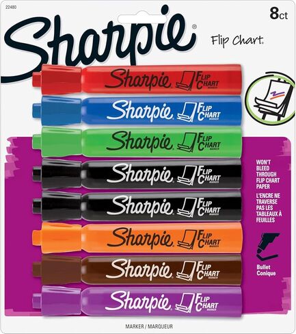 علامات مخطط Sharpie Flip ، طرف رصاصة ، ألوان متنوعة ، 8 عبوات ، منخفضة ، خالية من الصرير in Saudi Arabia