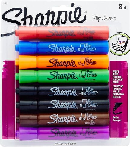 علامات مخطط Sharpie Flip ، طرف رصاصة ، ألوان متنوعة ، 8 عبوات ، منخفضة ، خالية من الصرير in Saudi Arabia