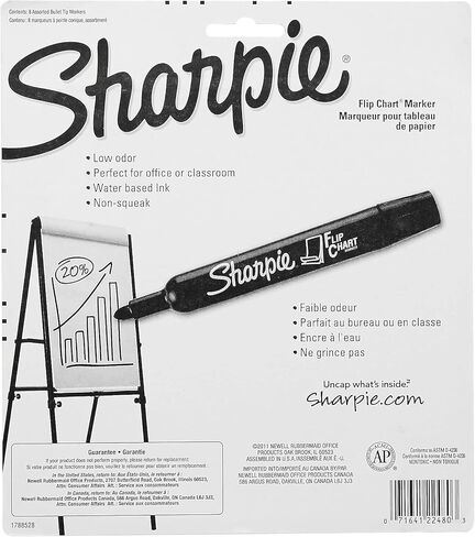 علامات مخطط Sharpie Flip ، طرف رصاصة ، ألوان متنوعة ، 8 عبوات ، منخفضة ، خالية من الصرير in Saudi Arabia