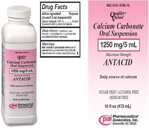 Calcium Carbonate Oral Suspension 1250mg/5 ml - 16 Oz. in Saudi Arabia