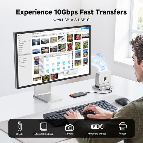 Minisopuru iExpandMate MINI218B PRO Mac mini M4 Dock & Stand with M.2 NVMe SSD Enclosure, 10Gbps USB C/A, TF& SD, 2X USB A 2.0, Audio Jack, 8 in 1 Mac mini Hub for Mac mini M4/M4 Pro 2024 in Kuwait