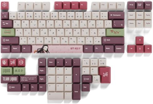 Demon Slayer Kimetsu No Yaiba Nezuko Full Art PBT Dye Sublimation Keycaps لألواح مفاتيح الألعاب الميكانيكية ، ومفاتيح Cherry MX ، وطباعة جانبية مخصصة ، ودعم ANSI ISO ، وتخطيط الولايات المتحدة - مرخص رسميًا in Kuwait