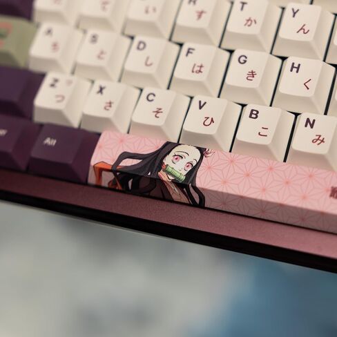 Demon Slayer Kimetsu No Yaiba Nezuko Full Art PBT Dye Sublimation Keycaps لألواح مفاتيح الألعاب الميكانيكية ، ومفاتيح Cherry MX ، وطباعة جانبية مخصصة ، ودعم ANSI ISO ، وتخطيط الولايات المتحدة - مرخص رسميًا in Kuwait