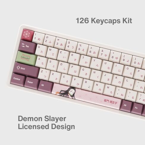 Demon Slayer Kimetsu No Yaiba Nezuko Full Art PBT Dye Sublimation Keycaps لألواح مفاتيح الألعاب الميكانيكية ، ومفاتيح Cherry MX ، وطباعة جانبية مخصصة ، ودعم ANSI ISO ، وتخطيط الولايات المتحدة - مرخص رسميًا in Kuwait