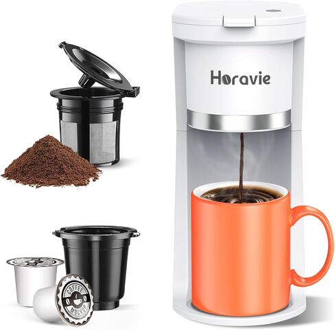 خدمة صانع القهوة الصغيرة ، و Fast Brew One Cup Coffee Machine لكوب K والأراضي ، من 6 إلى 12 أونصة. أحجام المشروب ، آلة القهوة كبسولة مع تذكير التذكير وخزان المشاهدة ، أبيض in Kuwait