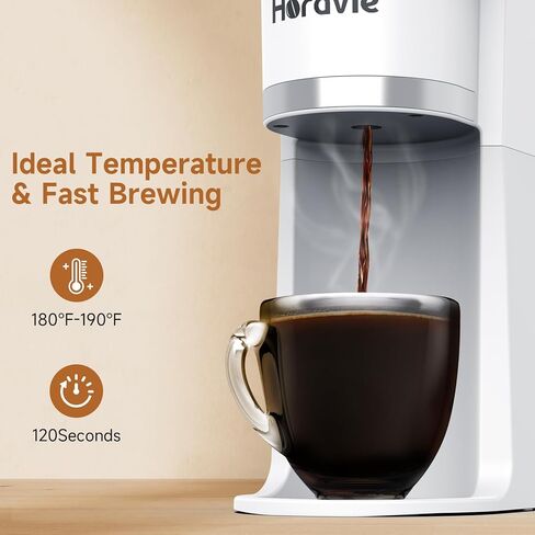 خدمة صانع القهوة الصغيرة ، و Fast Brew One Cup Coffee Machine لكوب K والأراضي ، من 6 إلى 12 أونصة. أحجام المشروب ، آلة القهوة كبسولة مع تذكير التذكير وخزان المشاهدة ، أبيض in Kuwait