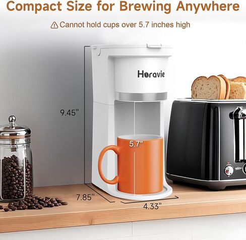 خدمة صانع القهوة الصغيرة ، و Fast Brew One Cup Coffee Machine لكوب K والأراضي ، من 6 إلى 12 أونصة. أحجام المشروب ، آلة القهوة كبسولة مع تذكير التذكير وخزان المشاهدة ، أبيض in Kuwait