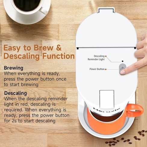 خدمة صانع القهوة الصغيرة ، و Fast Brew One Cup Coffee Machine لكوب K والأراضي ، من 6 إلى 12 أونصة. أحجام المشروب ، آلة القهوة كبسولة مع تذكير التذكير وخزان المشاهدة ، أبيض in Kuwait