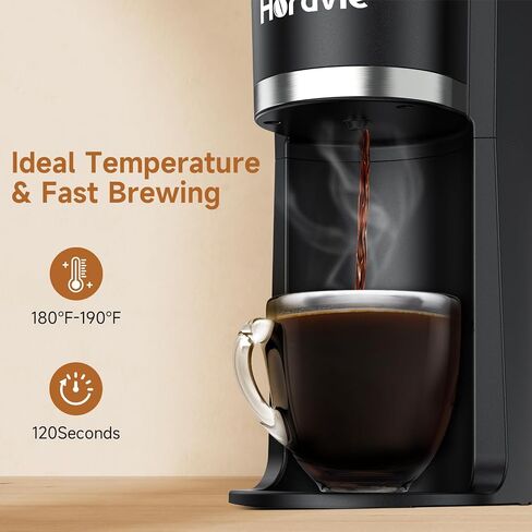 Small Single Serve Coffee Maker, Fast Brew One Cup Coffee Machine for K Cup and Grounds, 6 to 12 oz. Brew Sizes, Capsule Coffee Machine with Descaling Reminder and Viewing Tank, White in Kuwait