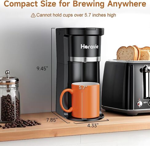 Small Single Serve Coffee Maker, Fast Brew One Cup Coffee Machine for K Cup and Grounds, 6 to 12 oz. Brew Sizes, Capsule Coffee Machine with Descaling Reminder and Viewing Tank, White in Kuwait