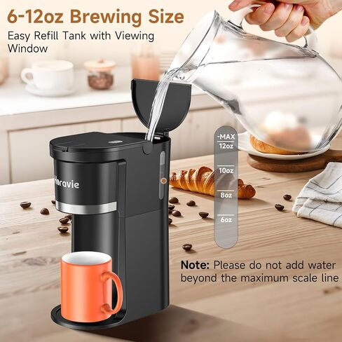 Small Single Serve Coffee Maker, Fast Brew One Cup Coffee Machine for K Cup and Grounds, 6 to 12 oz. Brew Sizes, Capsule Coffee Machine with Descaling Reminder and Viewing Tank, White in Kuwait