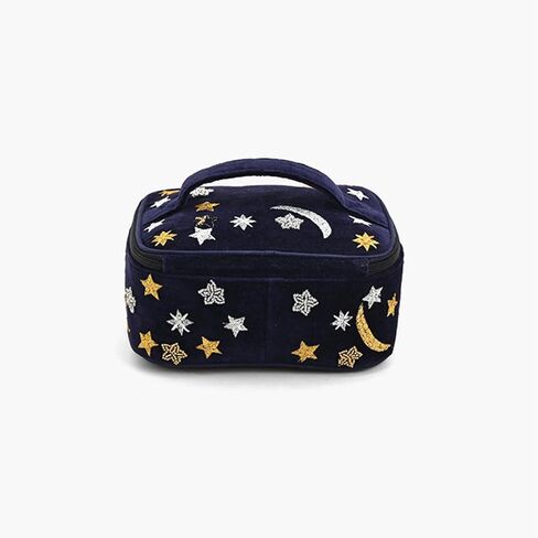 America & Beyond Velvet Embroidered Jewelry Box – Handcrafted Keepsake Organizer with Boho Floral Detailing (Gold) in Saudi Arabia