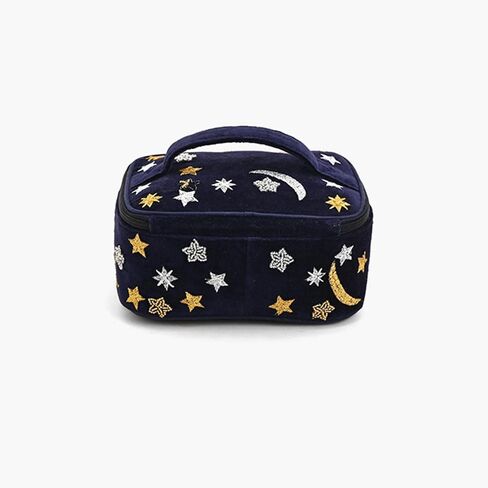 America & Beyond Velvet Embroidered Jewelry Box – Handcrafted Keepsake Organizer with Boho Floral Detailing (Gold) in Saudi Arabia