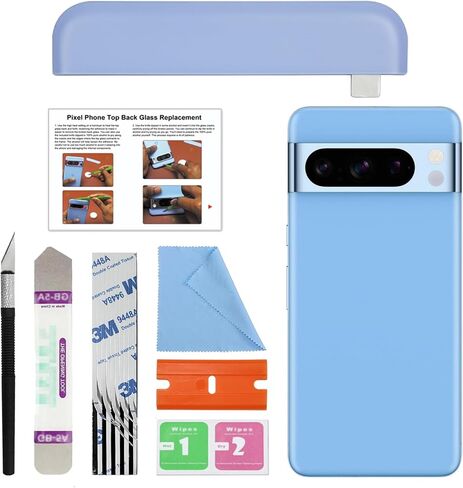 GREEN FUSION Compatible with Pixel 8 Pro Upper Back Glass Replacement, Top Rear Glass Cover for Pixel 8 Pro (Top Section), Includes Repair Tools & Instruction, Porcelain in Kuwait