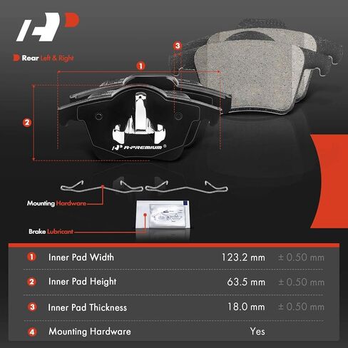 A-Premium Front and Rear Ceramic Disc Brake Pads Set Compatible with Select Volvo Models - XC90 2003 2004 2005 2006 2007 2008 2009 2010 2011 2012 2013 2014, with Hardware, 8 Pcs in Saudi Arabia