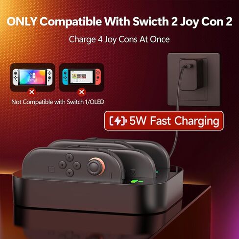 Gagaking Controller Charging Dock for Nintendo Switch 2, 4-in-1 Charger Stand with LED Indicator for Joy-Con, 2.5H Full Charged Organized Storage for Switch Accessories in Saudi Arabia