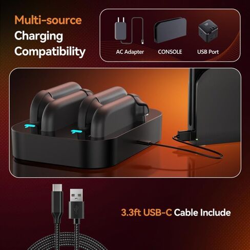 Gagaking Controller Charging Dock for Nintendo Switch 2, 4-in-1 Charger Stand with LED Indicator for Joy-Con, 2.5H Full Charged Organized Storage for Switch Accessories in Saudi Arabia