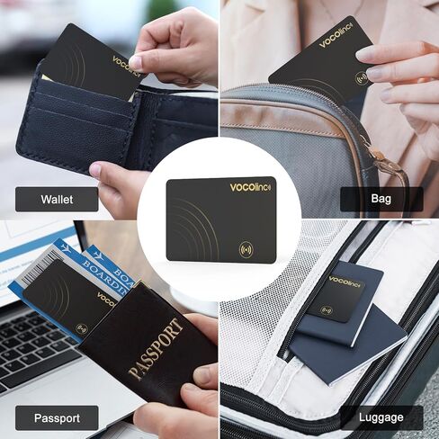 VOCOlinc Air Tag Card Rechargeable Wallet Tracker Ultra-Thin 1.6mm, Smart Item Finder Work with Apple Find My APP (iOS Only, Android not Supported), Bluetooth Locator for Luggage Suitcase/Bag/Backpack in Saudi Arabia