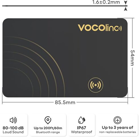VOCOlinc Air Tag Card Rechargeable Wallet Tracker Ultra-Thin 1.6mm, Smart Item Finder Work with Apple Find My APP (iOS Only, Android not Supported), Bluetooth Locator for Luggage Suitcase/Bag/Backpack in Saudi Arabia
