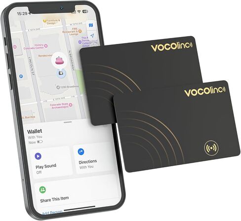 VOCOlinc Air Tag Card Rechargeable Wallet Tracker Ultra-Thin 1.6mm, Smart Item Finder Work with Apple Find My APP (iOS Only, Android not Supported), Bluetooth Locator for Luggage Suitcase/Bag/Backpack in Saudi Arabia