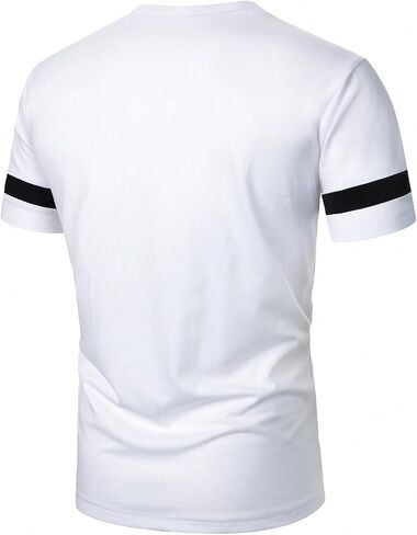 Men's Casual Regular Fit Striped Shirt Stylish Short Sleeve Crew Neck Summer Tee Shirts Going Out in Saudi Arabia