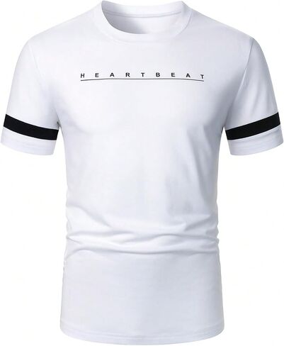 Men's Casual Regular Fit Striped Shirt Stylish Short Sleeve Crew Neck Summer Tee Shirts Going Out in Saudi Arabia
