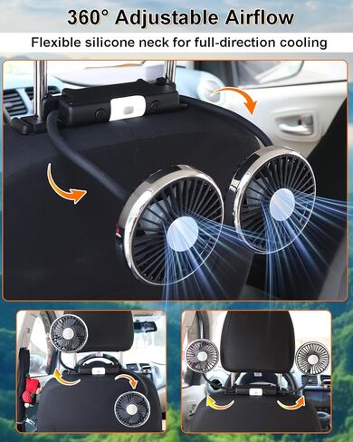 Backseat Car Fan for Baby Rear Facing, Adjustable Car Backseat Fans for Kids(No Battery) in Saudi Arabia