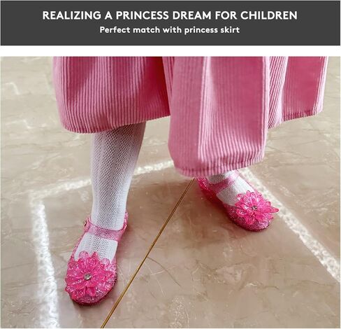 زهرة الاقتران الفتيات الأميرة الجيلي فلاتس - اللباس اللامع الصنادل لوزارة تأثيري وحفلات | أعقاب الباليه خفيفة الوزن للأطفال الذين تتراوح أعمارهم بين 3-8 سنوات in Kuwait