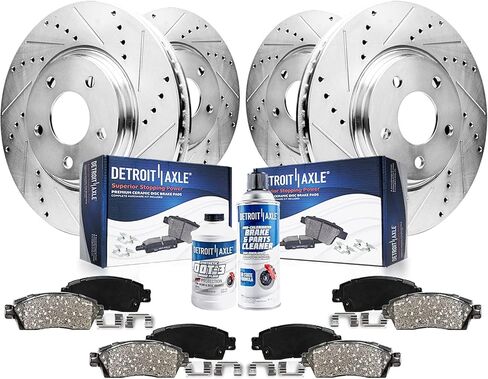 Detroit Axle - Brake Kit for 2005-2012 RL 2006 2007 2008 2008 2010 2011 حفر ودوارات الفرامل المحفورة والفرامل السيراميك بديل الخلفي الأمامي in Saudi Arabia