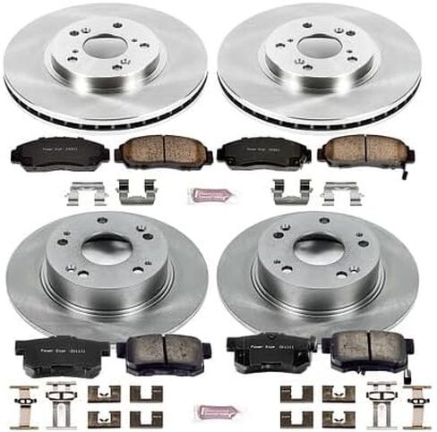 POWESTOP KOE2297 تلقائي التلقائي الأمامي والخلفي بديل مجموعة فرامل فرامل ووسادات الفرامل السيراميك لـ ACURA TSX 2004-2008 ، هوندا أكورد 2003-2007 [طراز محدد] in Kuwait