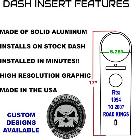 Kustom Cycle Parts Black and Gray Flag Flag Metal Dash Plane Console Console! متوافق مع 1994 إلى 2007 Harley Davidson Road Kings in Saudi Arabia