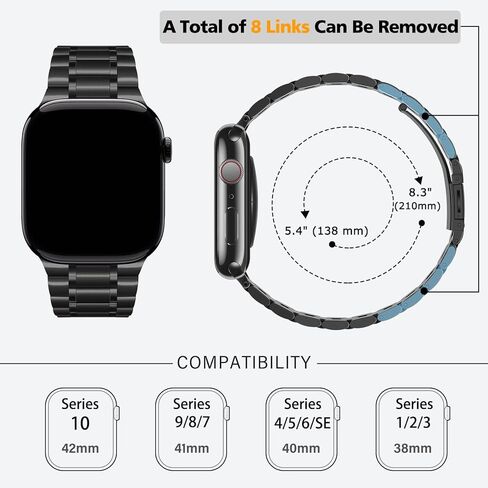 نطاقات Hitzee المعدنية متوافقة مع Apple Watch Band 42mm 41mm 40mm 38mm ، و staled stanel استبدال Men/Women Fand Trap متوافق مع Iwatch Series 10 9 8 7 SE 6 5 4 3 2 1 ، Rose Gold in Kuwait